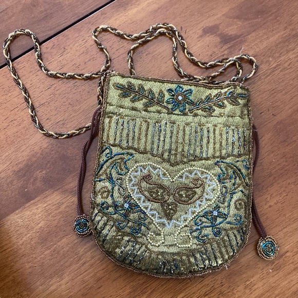 Gorgeous Gold Hand-beaded Russian Fancy Dress Purse 1920’s Flowered - Picture 6 of 8